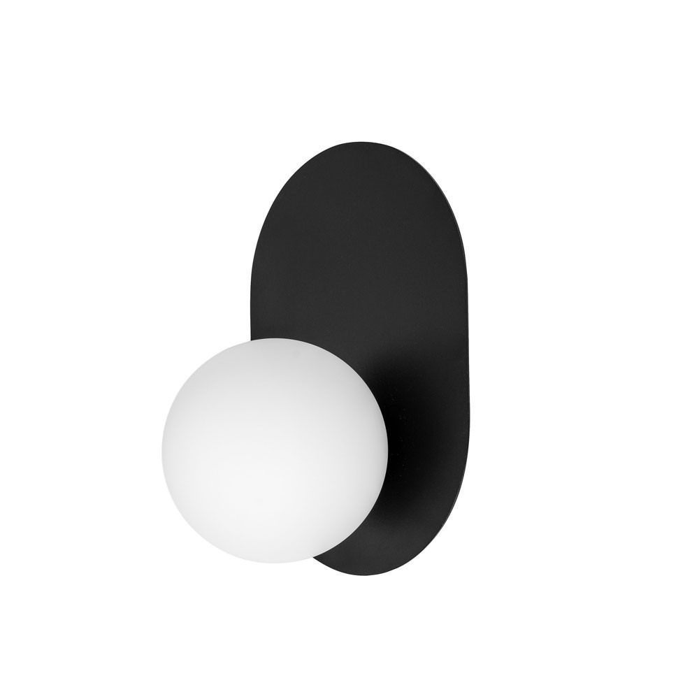 Applique murale Hanea base en métal ovale avec diffuseur en verre blanc opale au design contemporain par Ummo lighting