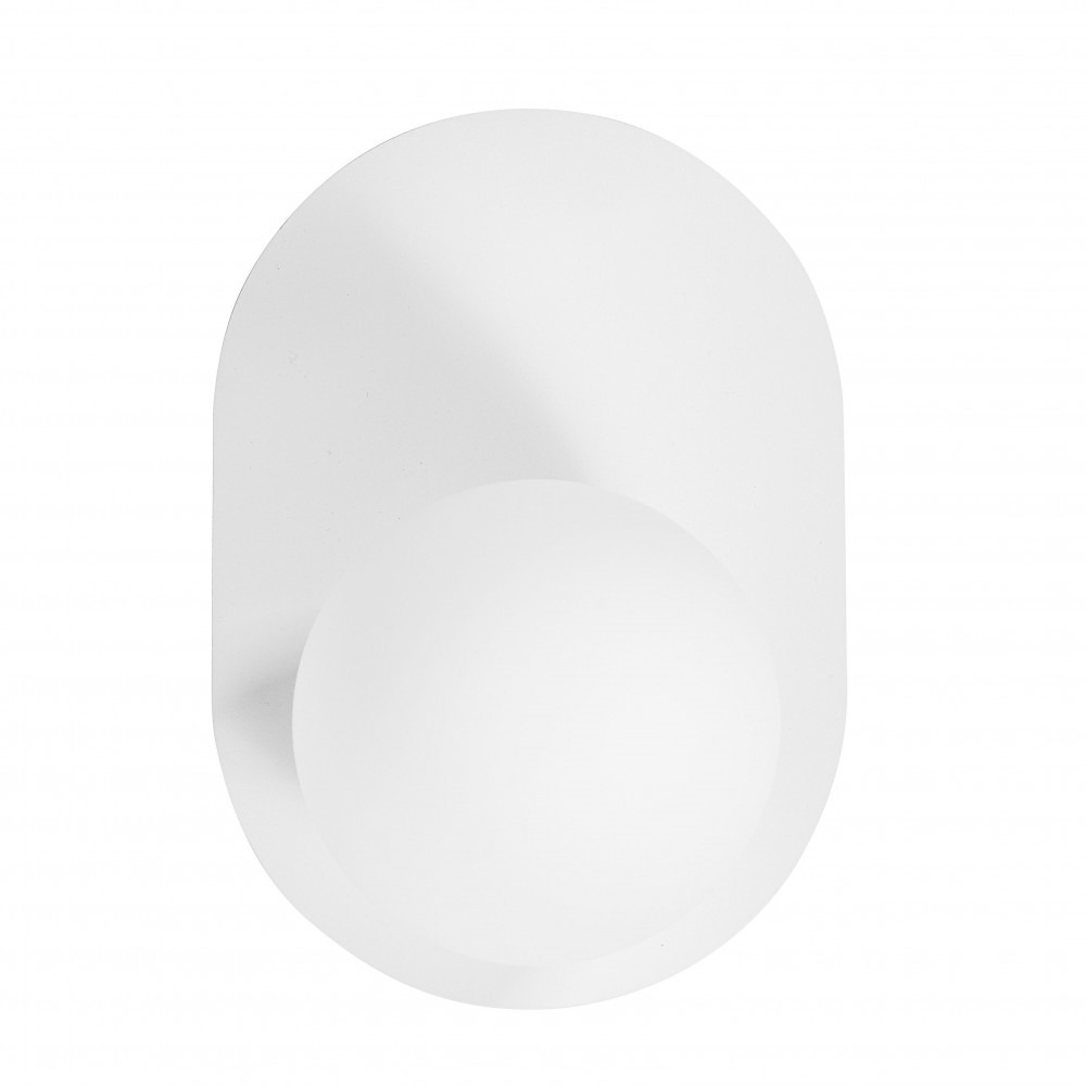 Applique murale Hanea base en métal ovale avec diffuseur en verre blanc opale au design contemporain par Ummo lighting Applique murale Hanea base en métal ovale avec diffuseur en verre blanc opale au design contemporain par Ummo lighting