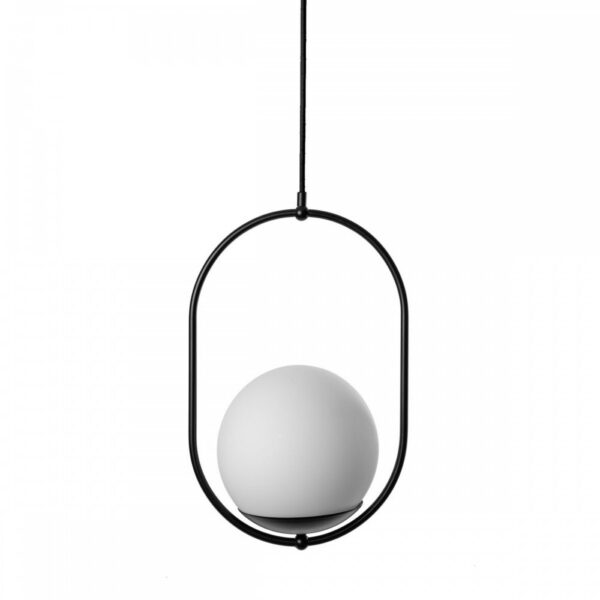 Suspension Koban cadre en métal en forme d'ellipse et diffuseur en verre au design contemporain par Ummo lighting