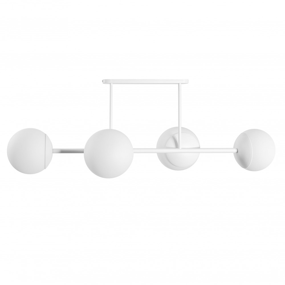 Plafonnier Kop base en métal linéaire avec diffuseur en boule de verre opale au design contemporain par Ummo Lighting Plafonnier Kop base en métal linéaire avec diffuseur en boule de verre opale au design contemporain par Ummo Lighting