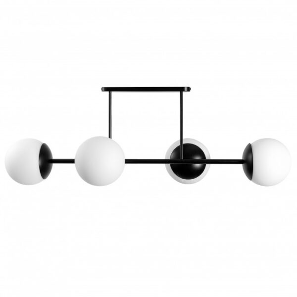 Plafonnier Kop base en métal linéaire avec diffuseur en boule de verre opale au design contemporain par Ummo Lighting