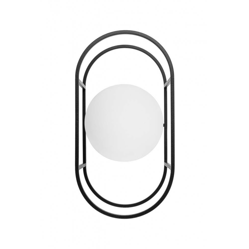 Applique murale Kuglo cadre en métal avec diffuseur en boule de verre opale au design contemporain par Ummo Lighting