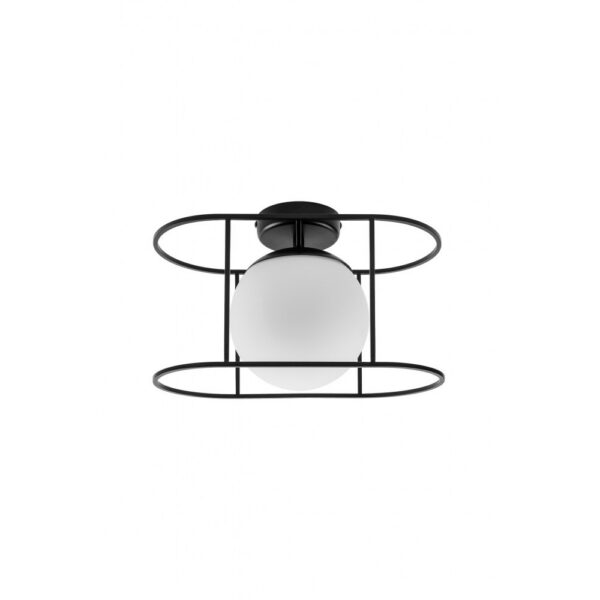 Plafonnier Kuglo cadre en métal avec diffuseur en boule de verre opale au design contemporain par Ummo Lighting