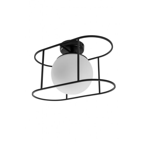 Plafonnier Kuglo cadre en métal avec diffuseur en boule de verre opale au design contemporain par Ummo Lighting