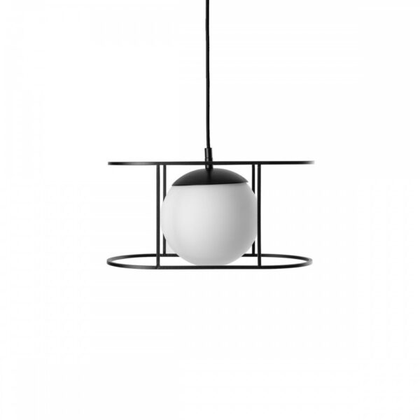 Suspension Kuglo cadre en métal avec diffuseur en boule de verre opale au design contemporain par Ummo Lighting