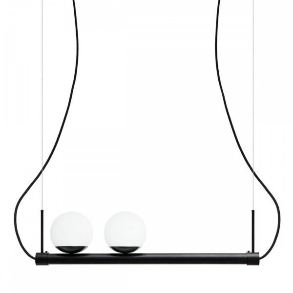 Suspension Ligne base en métal avec deux diffuseurs sur une réglette au design contemporain par Ummo Lighting