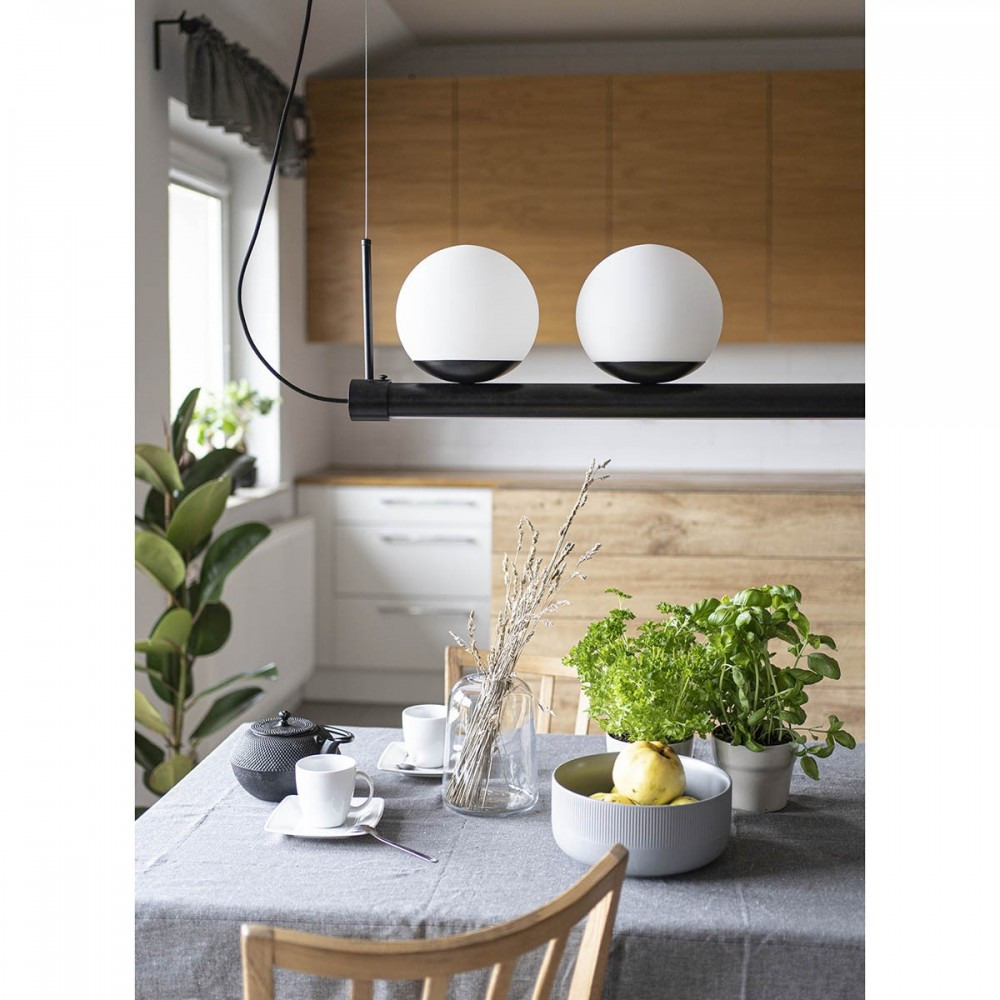 Suspension Ligne base en métal avec deux diffuseurs sur une réglette au design contemporain par Ummo Lighting Suspension Ligne base en métal avec deux diffuseurs sur une réglette au design contemporain par Ummo Lighting