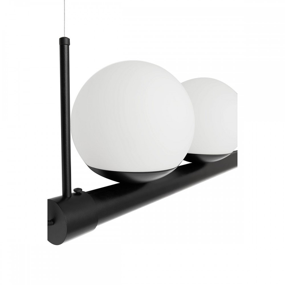 Suspension Ligne base en métal avec deux diffuseurs sur une réglette au design contemporain par Ummo Lighting