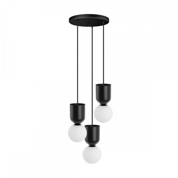 Suspension/Plafonnier Luoti Cluster base en métal avec trois diffuseurs en verre au design contemporain par Ummo Lighting