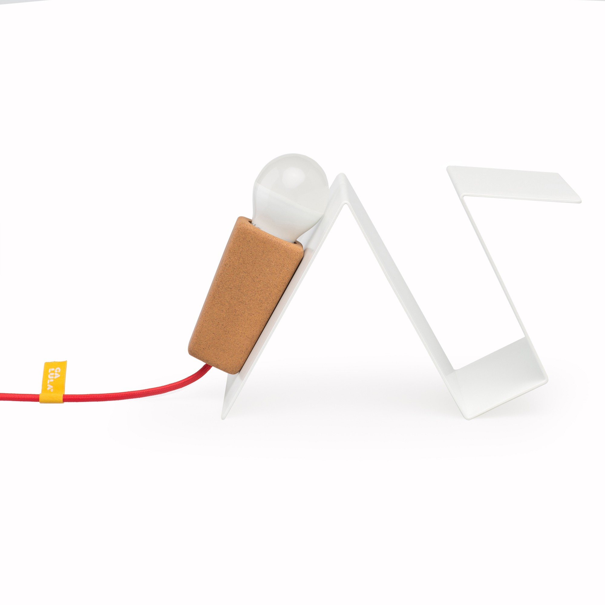 Lampe à poser aimantée Glint V2 blanc en liège et métal par Filipa Mendes & Gustavo Macedo
