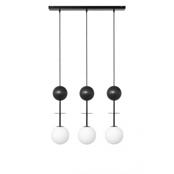 Plafonnier Oio base en métal linéaire avec détail bois au design contemporain par Ummo Lighting
