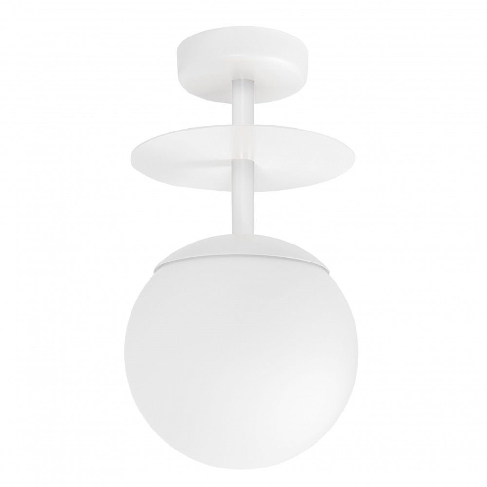 Plafonnier Plaat cadre en métal avec disque et diffuseur en boule blanc opale au design contemporain par Ummo lighting Plafonnier Plaat cadre en métal avec disque et diffuseur en boule blanc opale au design contemporain par Ummo lighting
