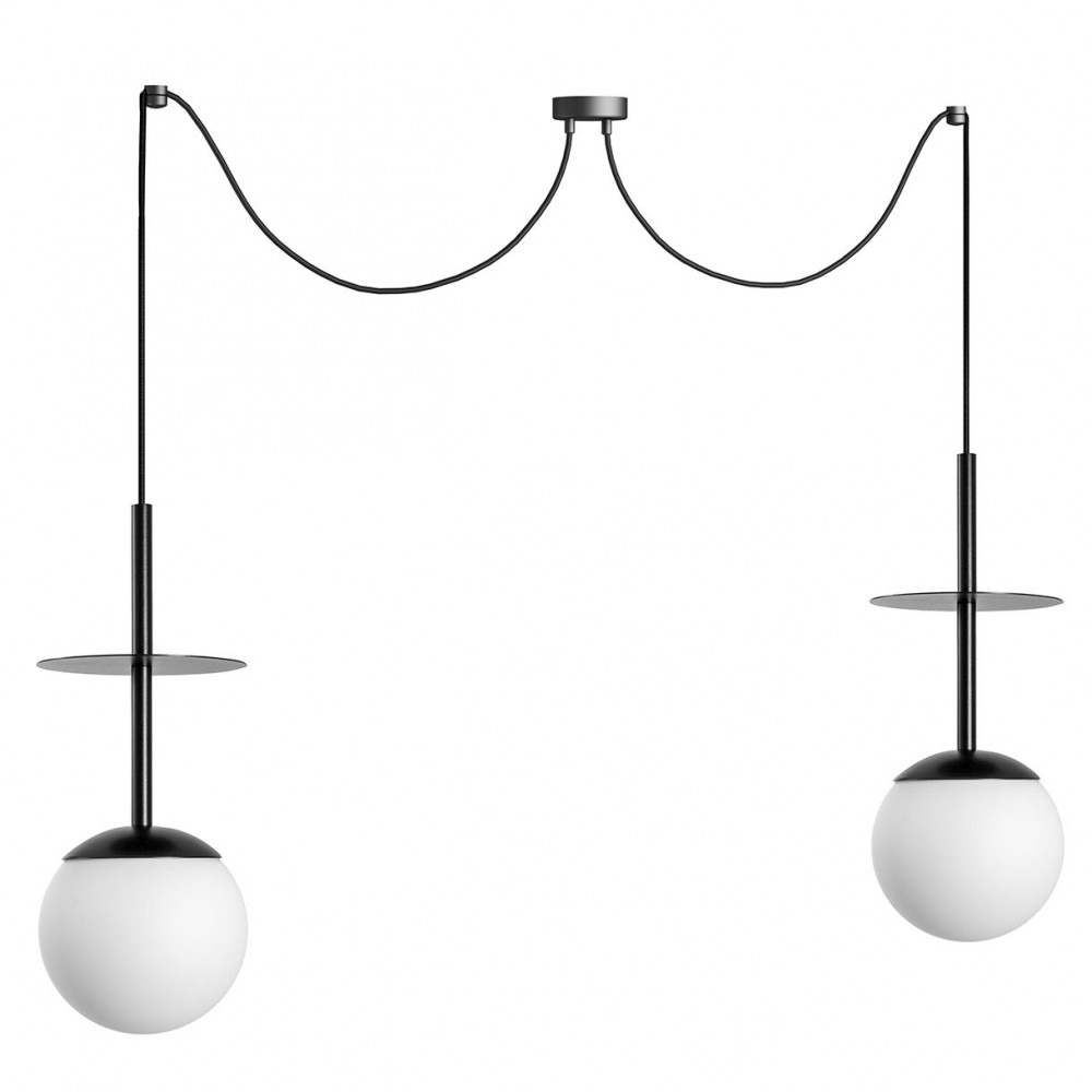 Suspension Plaat cadre en métal avec long câble et diffuseur en boule opale au design contemporain par Ummo lighting Suspension Plaat cadre en métal avec long câble et diffuseur en boule opale au design contemporain par Ummo lighting
