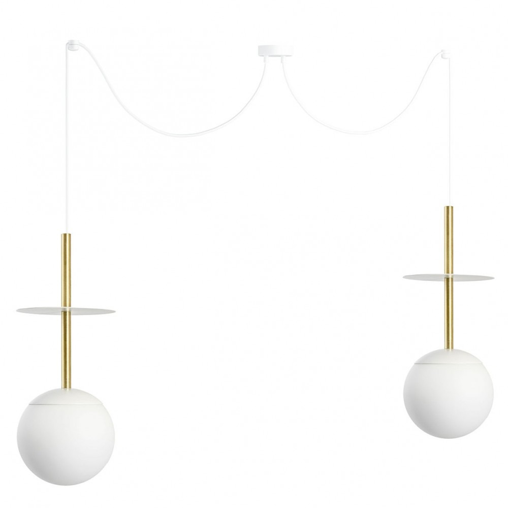 Suspension Plaat cadre en métal avec long câble et diffuseur en boule opale au design contemporain par Ummo lighting Suspension Plaat cadre en métal avec long câble et diffuseur en boule opale au design contemporain par Ummo lighting