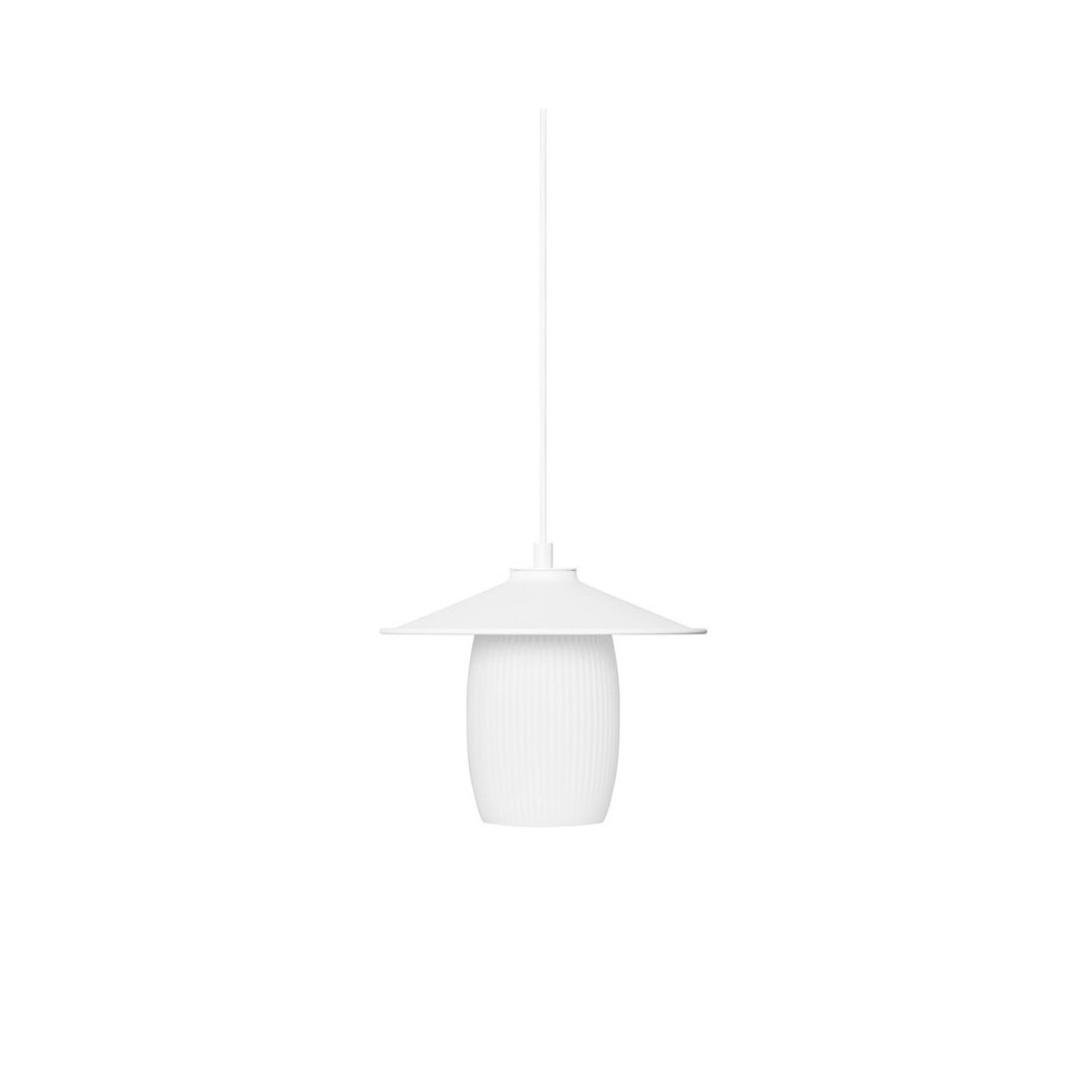 Suspension Jingu cadre en métal avec abat-jour en verre rainuré blanc mat au design contemporain par Ummo lighting Suspension Jingu cadre en métal avec abat-jour en verre rainuré blanc mat au design contemporain par Ummo lighting