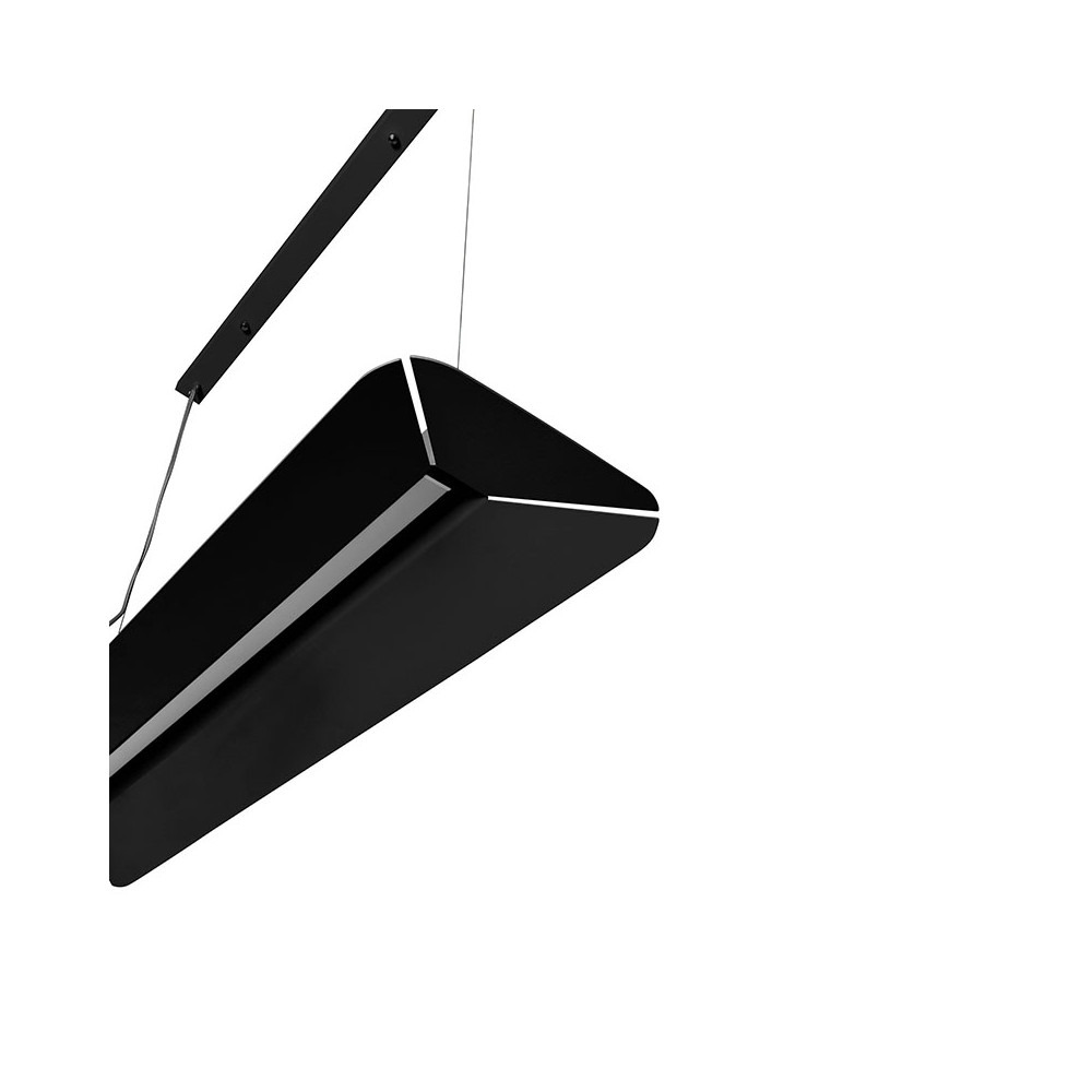 Suspension Yottsu cadre en métal linéaire et diffuseur en bande LED au design contemporain par Ummo lighting Suspension Yottsu cadre en métal linéaire et diffuseur en bande LED au design contemporain par Ummo lighting