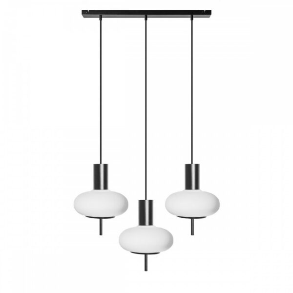 Suspension/Plafonnier Torni base en métal linéaire avec 3 diffuseurs au design contemporain par Ummo lighting