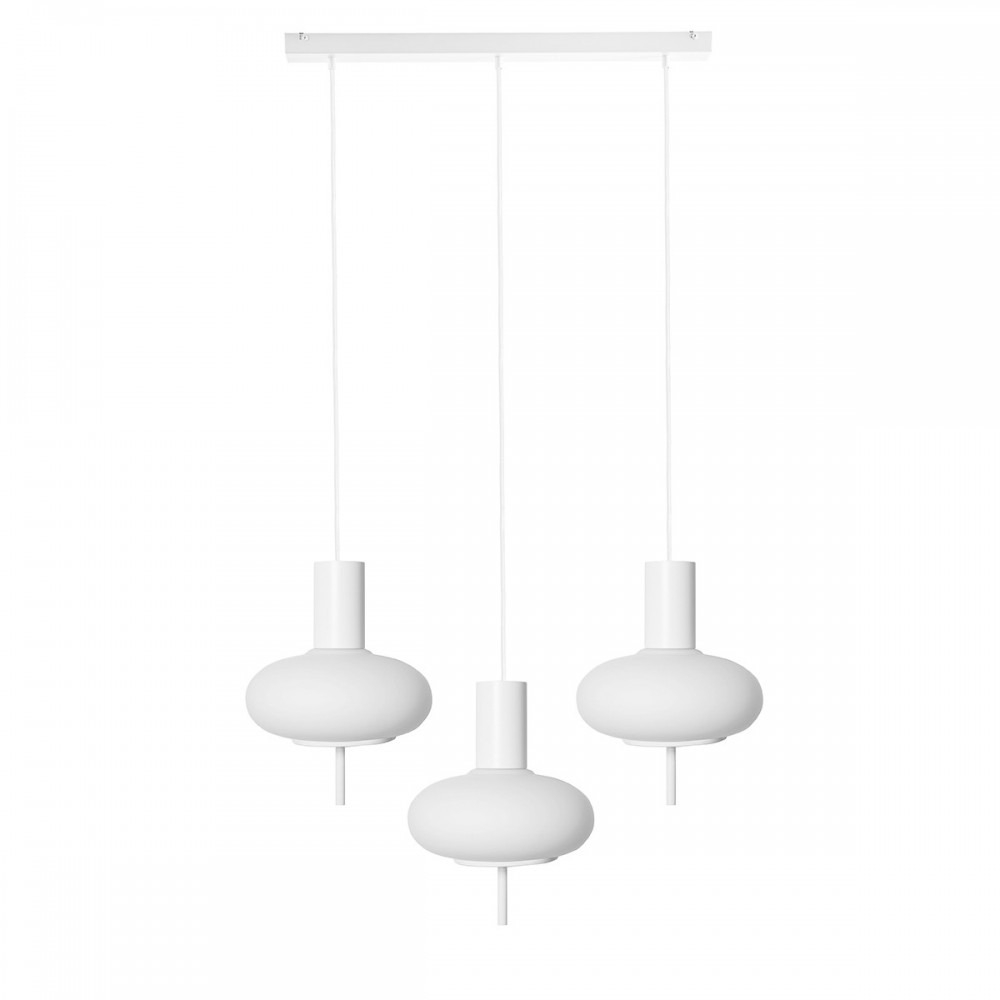 Suspension/Plafonnier Torni base en métal linéaire avec 3 diffuseurs au design contemporain par Ummo lighting Suspension/Plafonnier Torni base en métal linéaire avec 3 diffuseurs au design contemporain par Ummo lighting