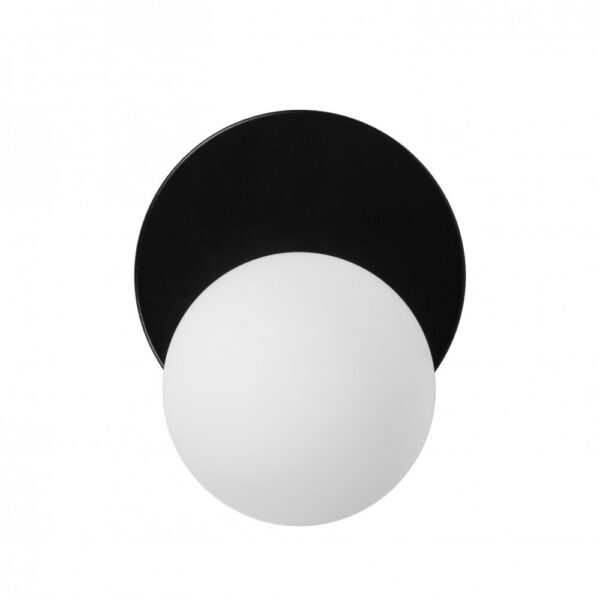 Applique murale Refa cadre en métal avec diffuseur en boule de verre blanc au design contemporain par Ummo lighting
