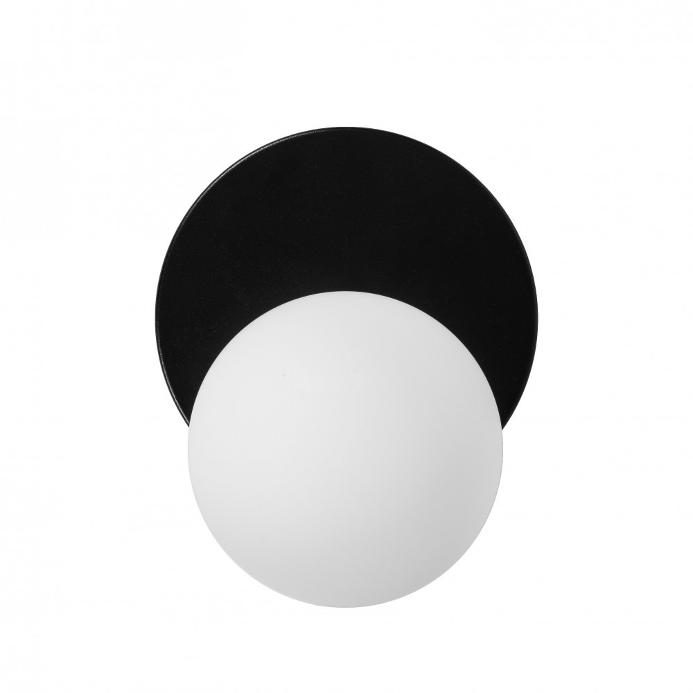 Applique murale Refa cadre en métal avec diffuseur en boule de verre blanc au design contemporain par Ummo lighting