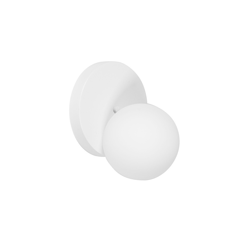 Applique murale Refa cadre en métal avec diffuseur en boule de verre blanc au design contemporain par Ummo lighting Applique murale Refa cadre en métal avec diffuseur en boule de verre blanc au design contemporain par Ummo lighting