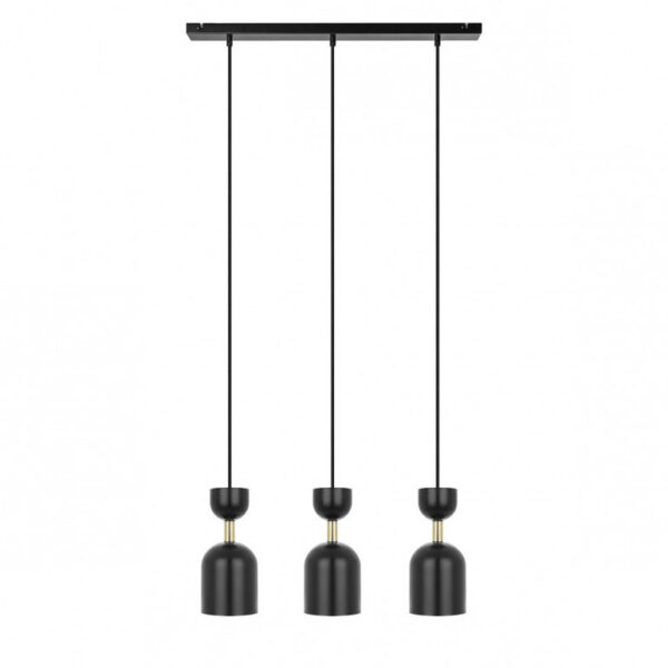 Plafonnier Supuru base en métal linéaire avec 3 abat-jour en forme d'une coupe renversé au design contemporain par Ummo Lighting