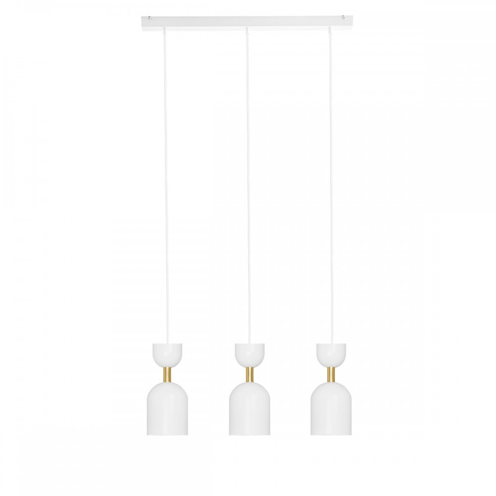 Plafonnier Supuru base en métal linéaire avec 3 abat-jour en forme d'une coupe renversé au design contemporain par Ummo Lighting