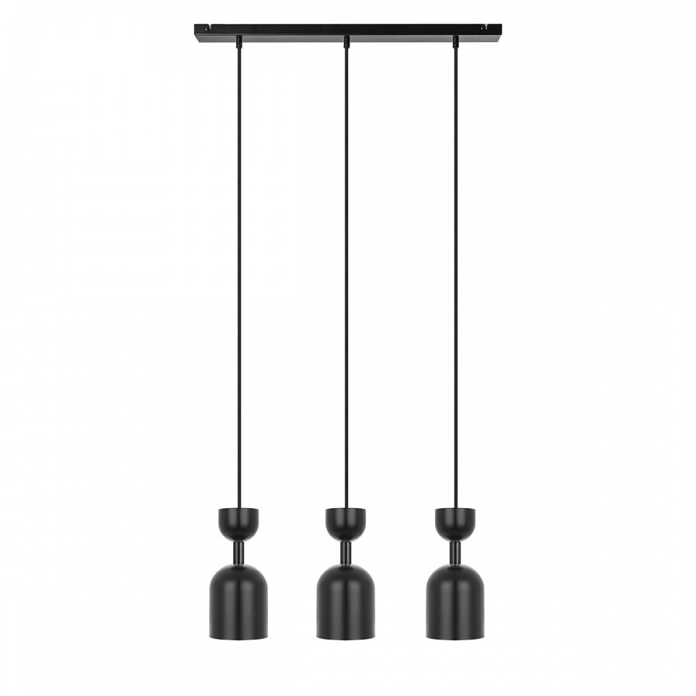 Plafonnier Supuru base en métal linéaire avec 3 abat-jour en forme d'une coupe renversé au design contemporain par Ummo Lighting