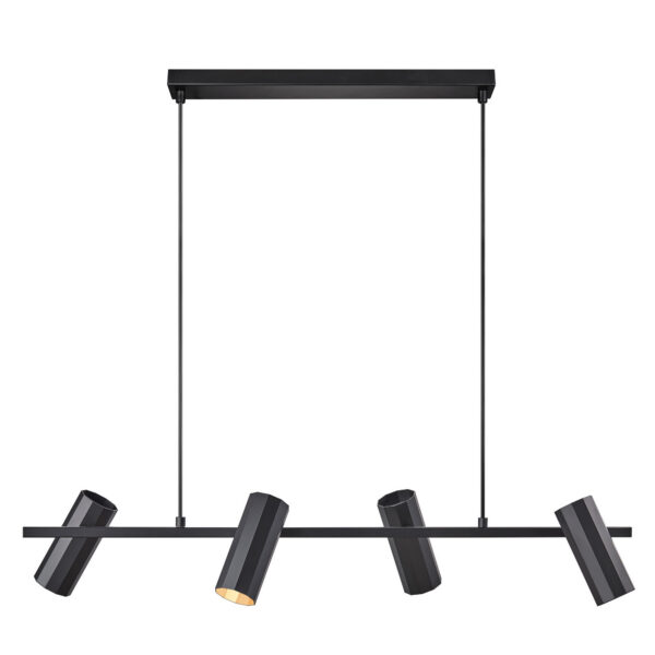 Suspension Alanis cadre en métal linéaire avec 4 abat-jour épuré au design industriel par Nordlux