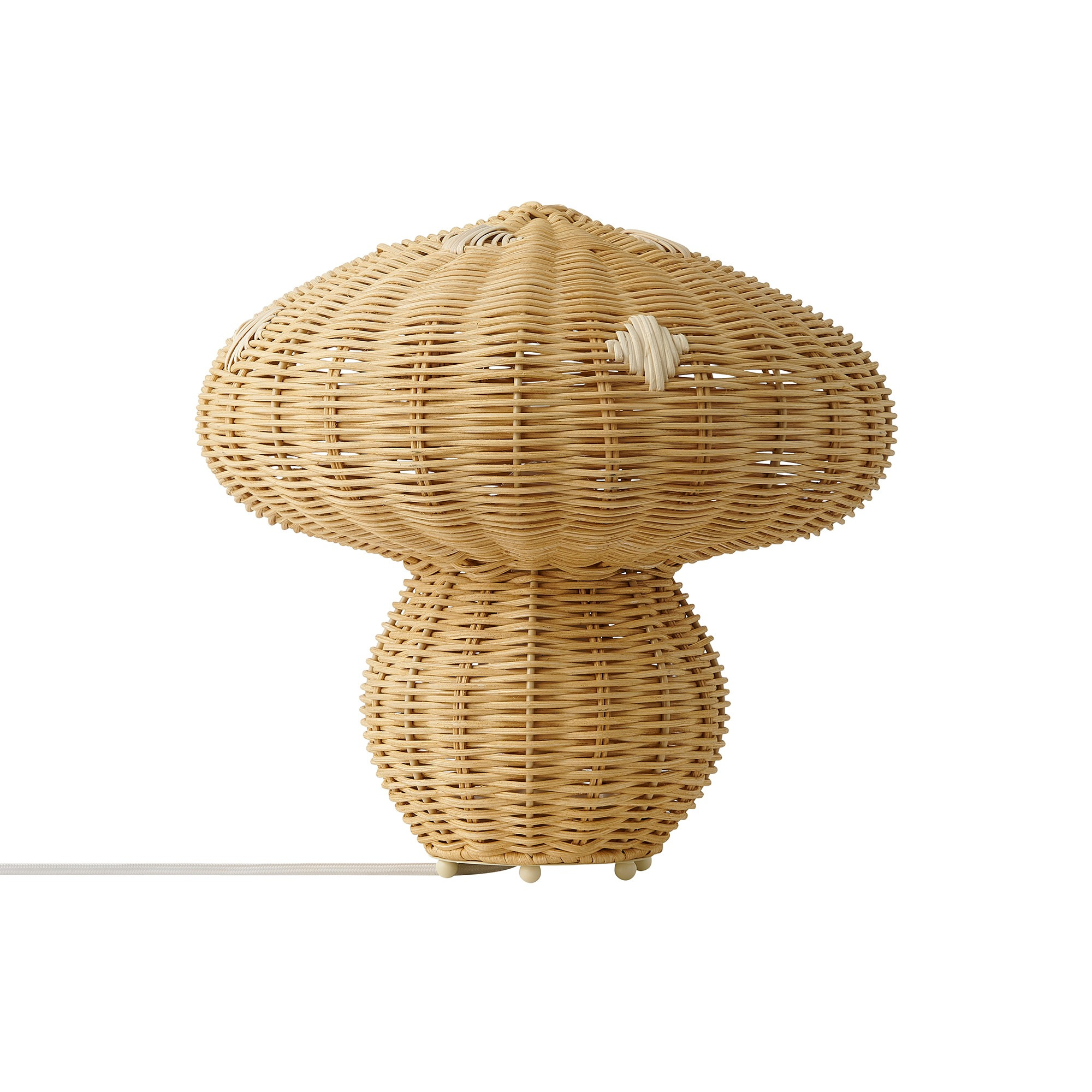 Lampe à poser Allie base en rotin avec abat-jour en forme de champignon au design contemporain par Nordlux