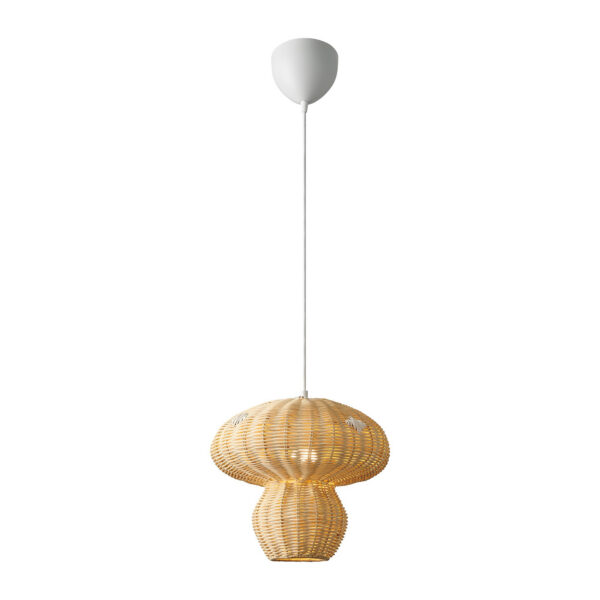 Suspension Allie base en métal avec abat-jour en rotin au design contemporain par Nordlux