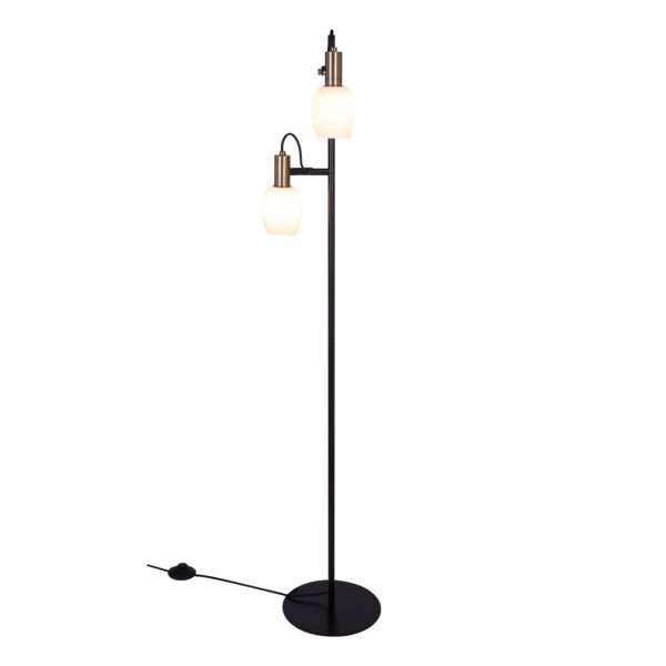 Lampadaire Arild base en métal avec abat-jour en verre soufflé au design contemporain par Nordlux