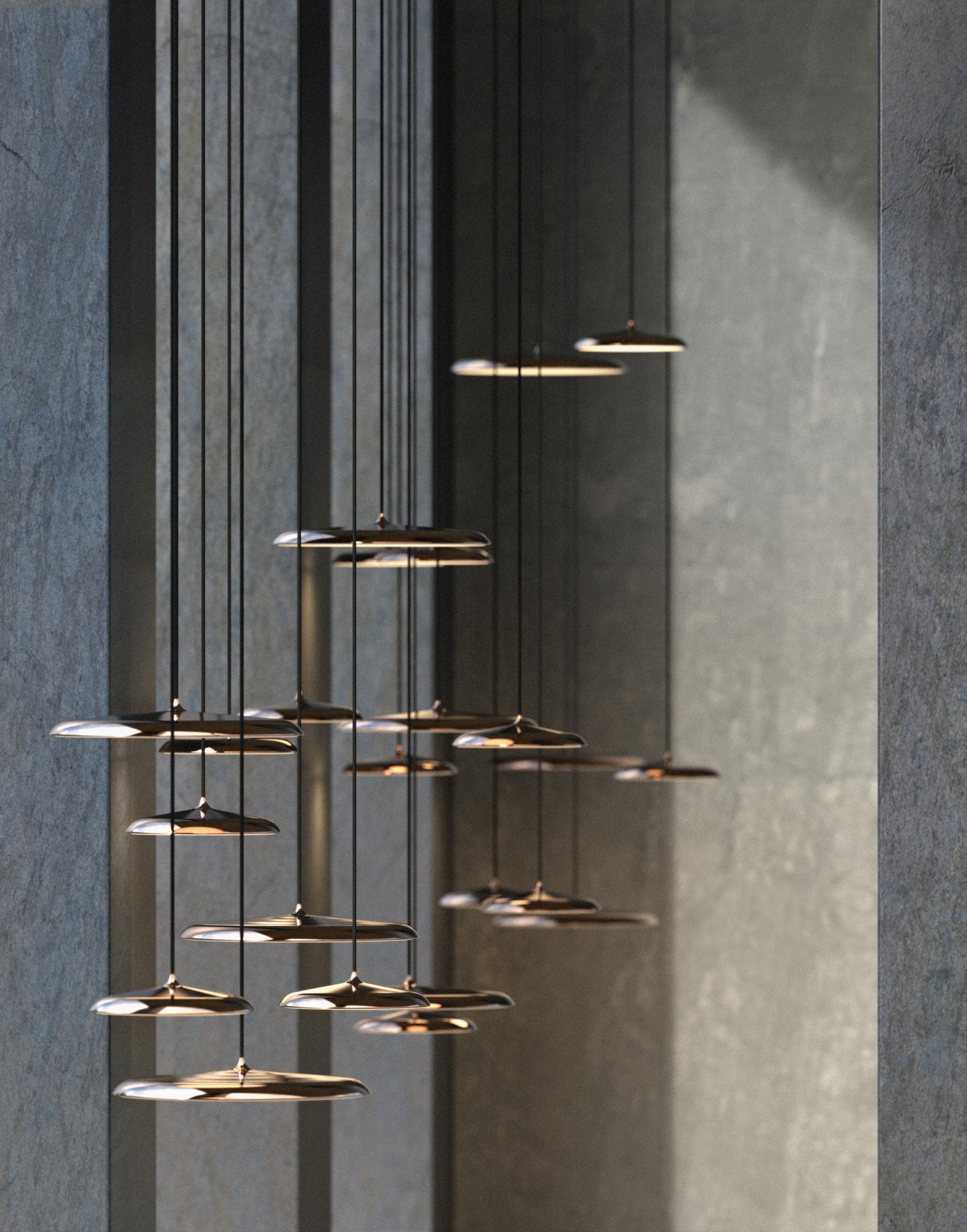 Suspension Artist en métal avec diffuseur en forme de cymbale au design contemporain par Design For the People Suspension Artist en métal avec diffuseur en forme de cymbale au design contemporain par Design For the People