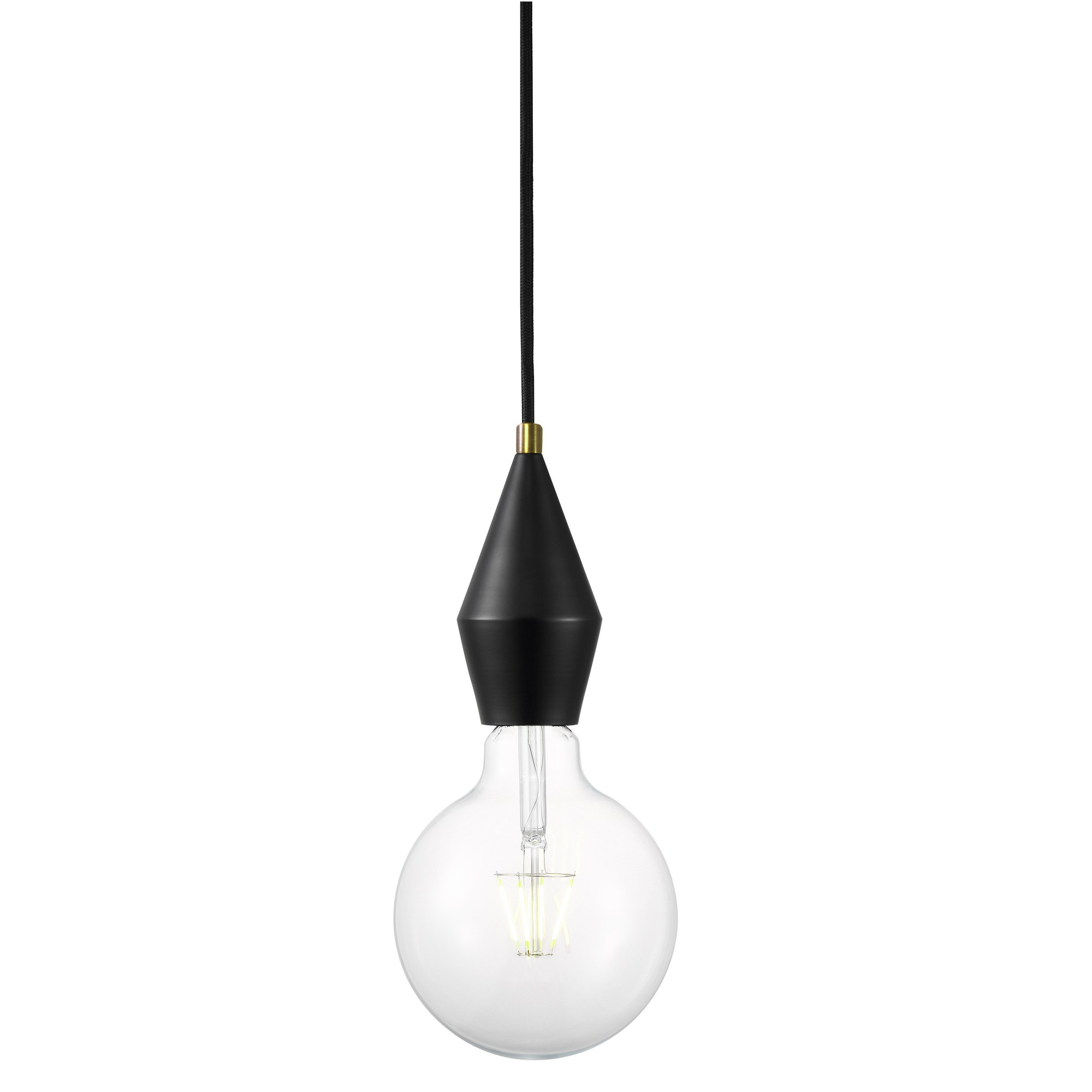 Suspension Aud base en métal noir avec diffuseur simple et câble torsadé au design industriel par Nordlux