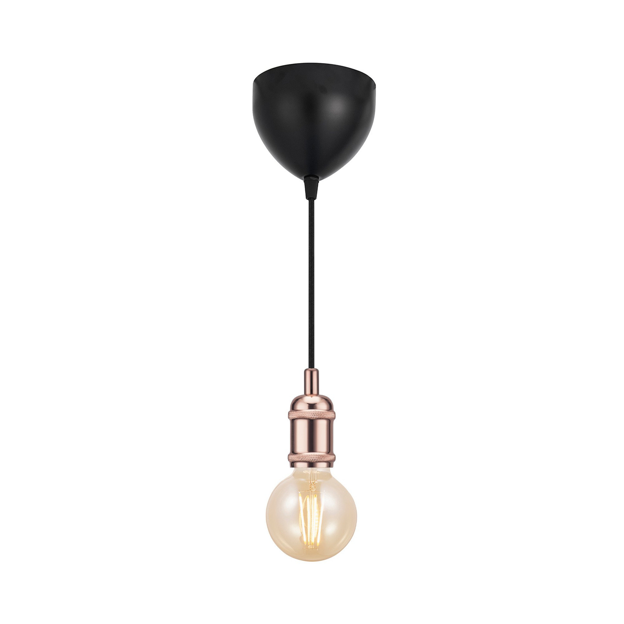 Suspension Avra base en métal noir avec une grosse ampoule décorative au design industriel par Nordlux
