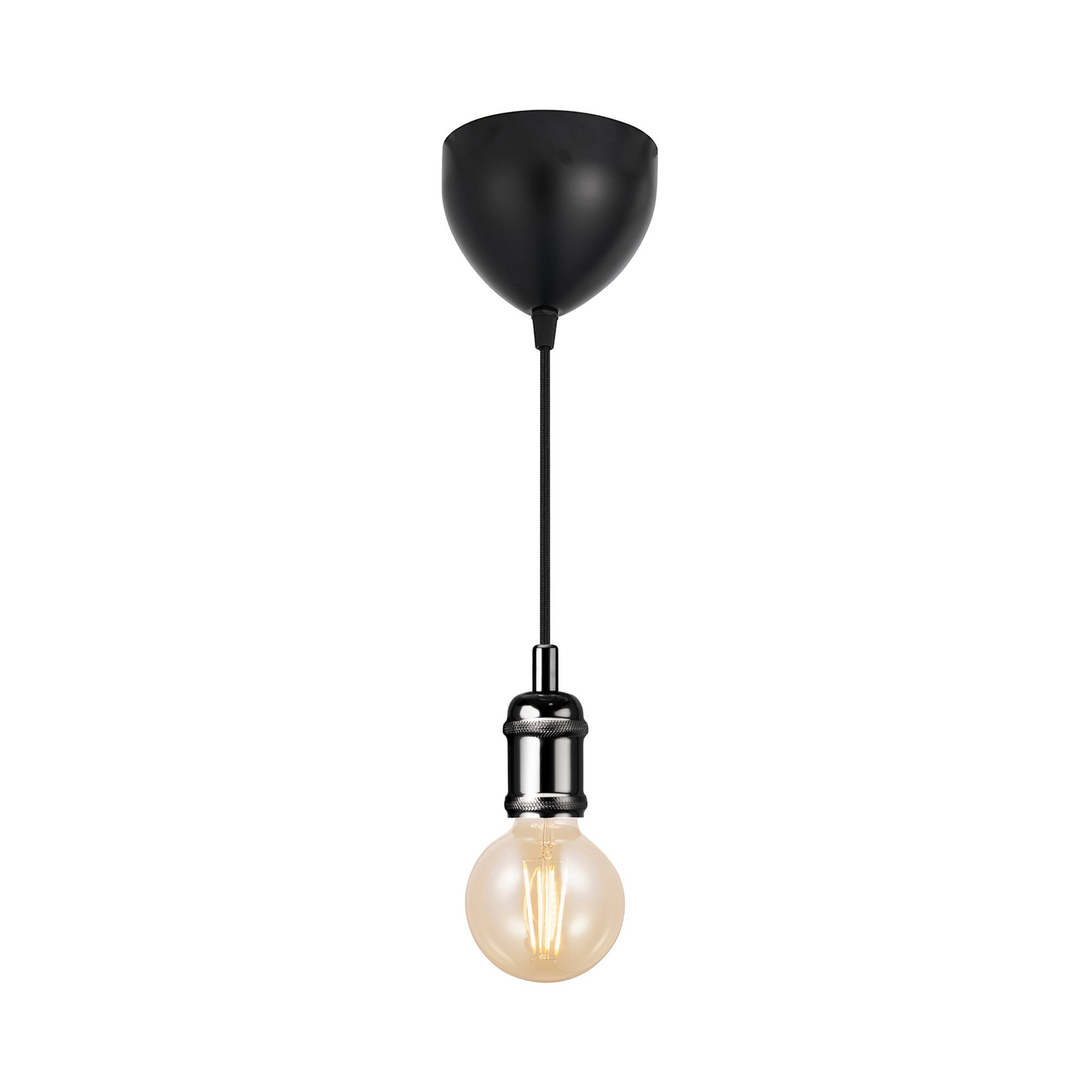 Suspension Avra base en métal noir avec une grosse ampoule décorative au design industriel par Nordlux