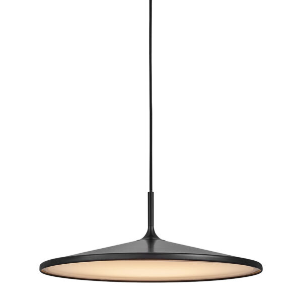 Suspension Balance base en métal noir avec abat-jour en forme de cymbale au design contemporain par Nordlux