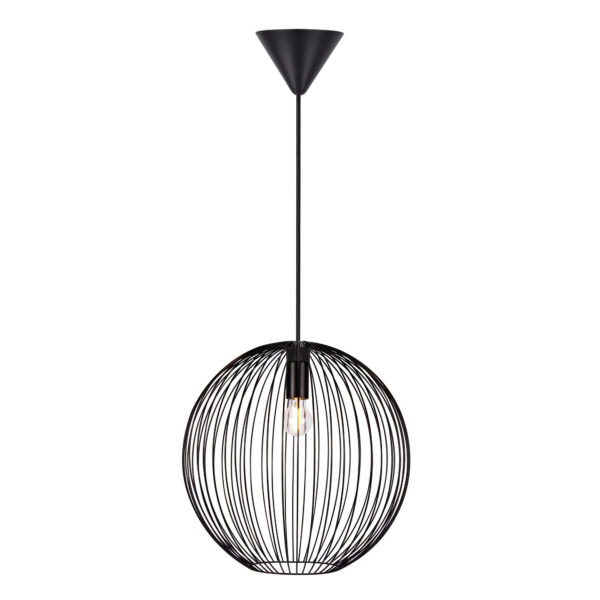 Suspension Beroni base en métal avec abat-jour en fils métalliques courbés au design contemporain par Nordlux