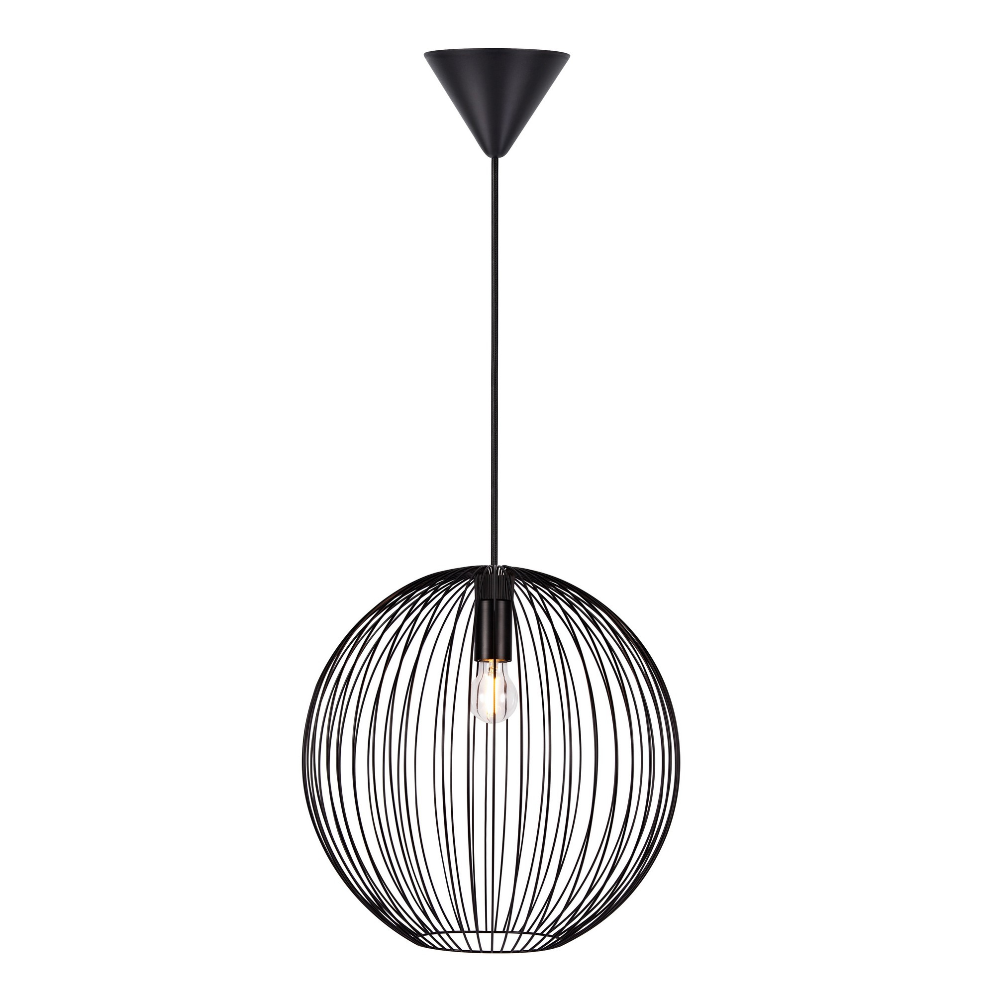 Suspension Beroni base en métal avec abat-jour en fils métalliques courbés au design contemporain par Nordlux