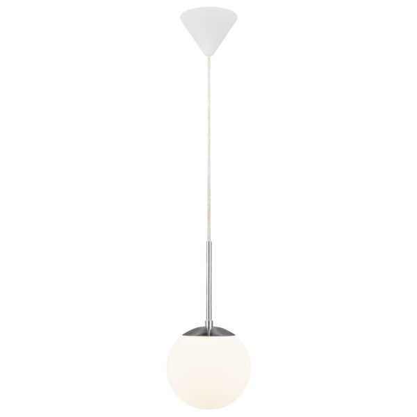 Suspension Cafe cadre en métal avec abat-jour en verre opale blanc au design contemporain par Nordlux