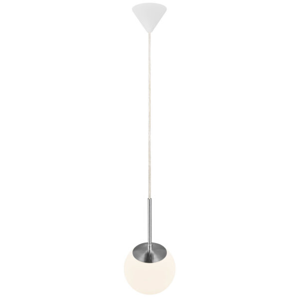 Suspension Cafe cadre en métal avec abat-jour en verre opale blanc au design contemporain par Nordlux