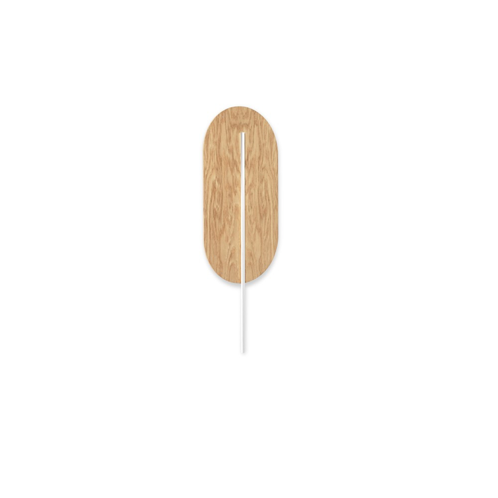 Applique murale Rokke base en bois en forme de plume avec deux diffuseurs au design contemporain par Ummo Lighting