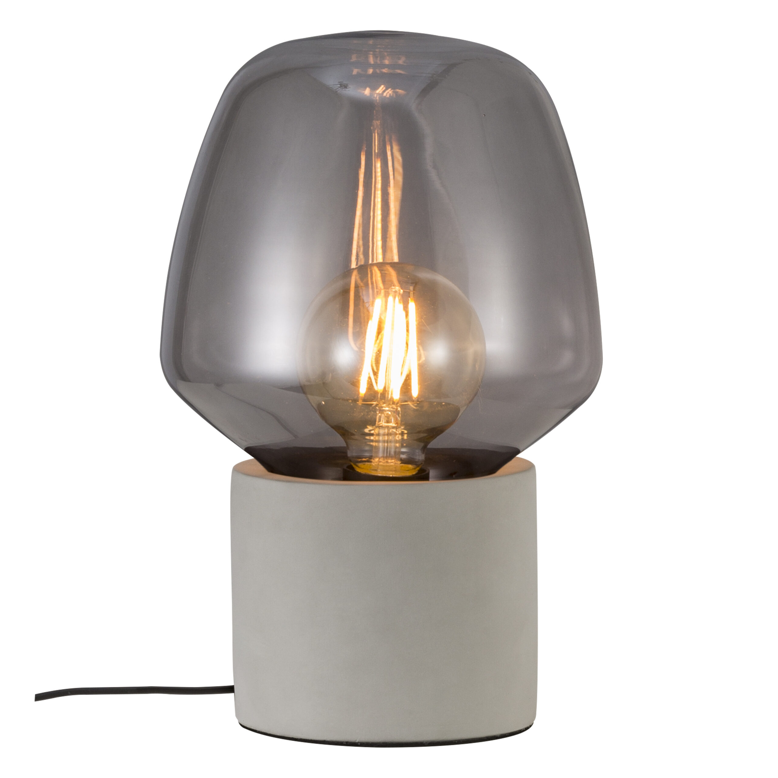 Lampe à poser Christina base en béton avec abat-jour en verre soufflé au design industriel par Nordlux