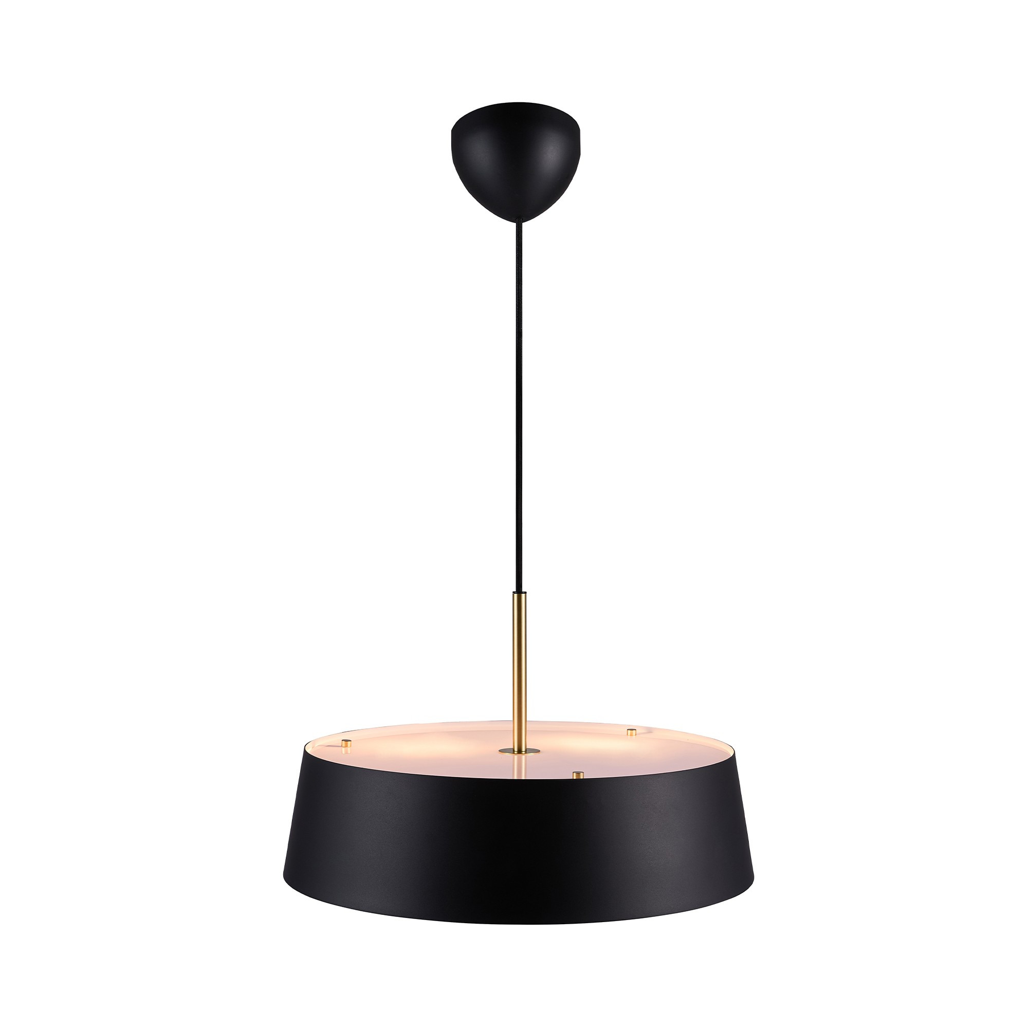 Suspension Clasi cadre en métal et détail en laiton avec diffuseur haut et bas au design contemporain par Nordlux Suspension Clasi cadre en métal et détail en laiton avec diffuseur haut et bas au design contemporain par Nordlux