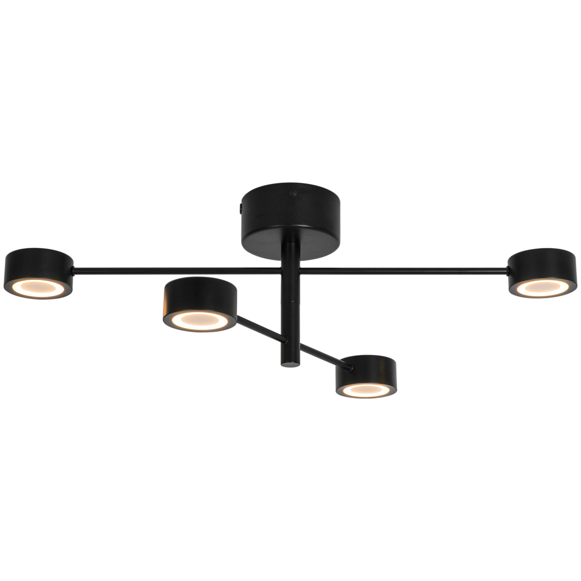 Plafonnier Clyde base en métal noir avec 4 abat-jour en rotule réglable au design scandinave par Nordlux