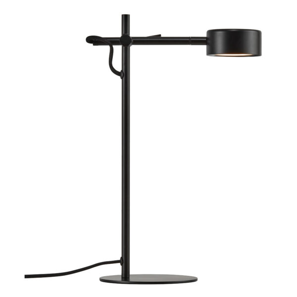 Lampe à poser Clyde base en métal noir avec abat-jour en rotule réglable au design scandinave par Nordlux