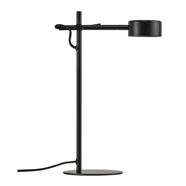 Lampe à poser Clyde base en métal noir avec abat-jour en rotule réglable au design scandinave par Nordlux