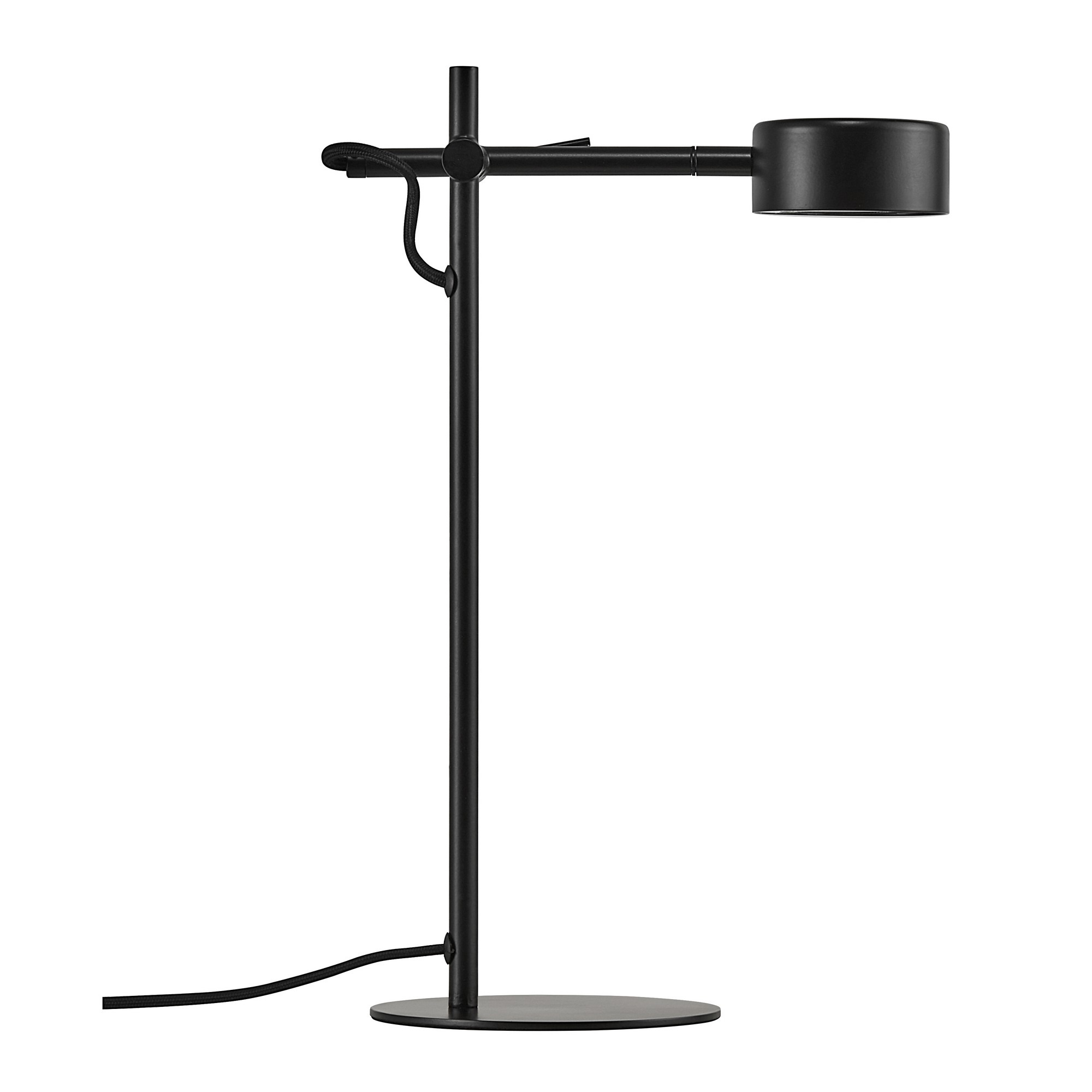 Lampe à poser Clyde base en métal noir avec abat-jour en rotule réglable au design scandinave par Nordlux