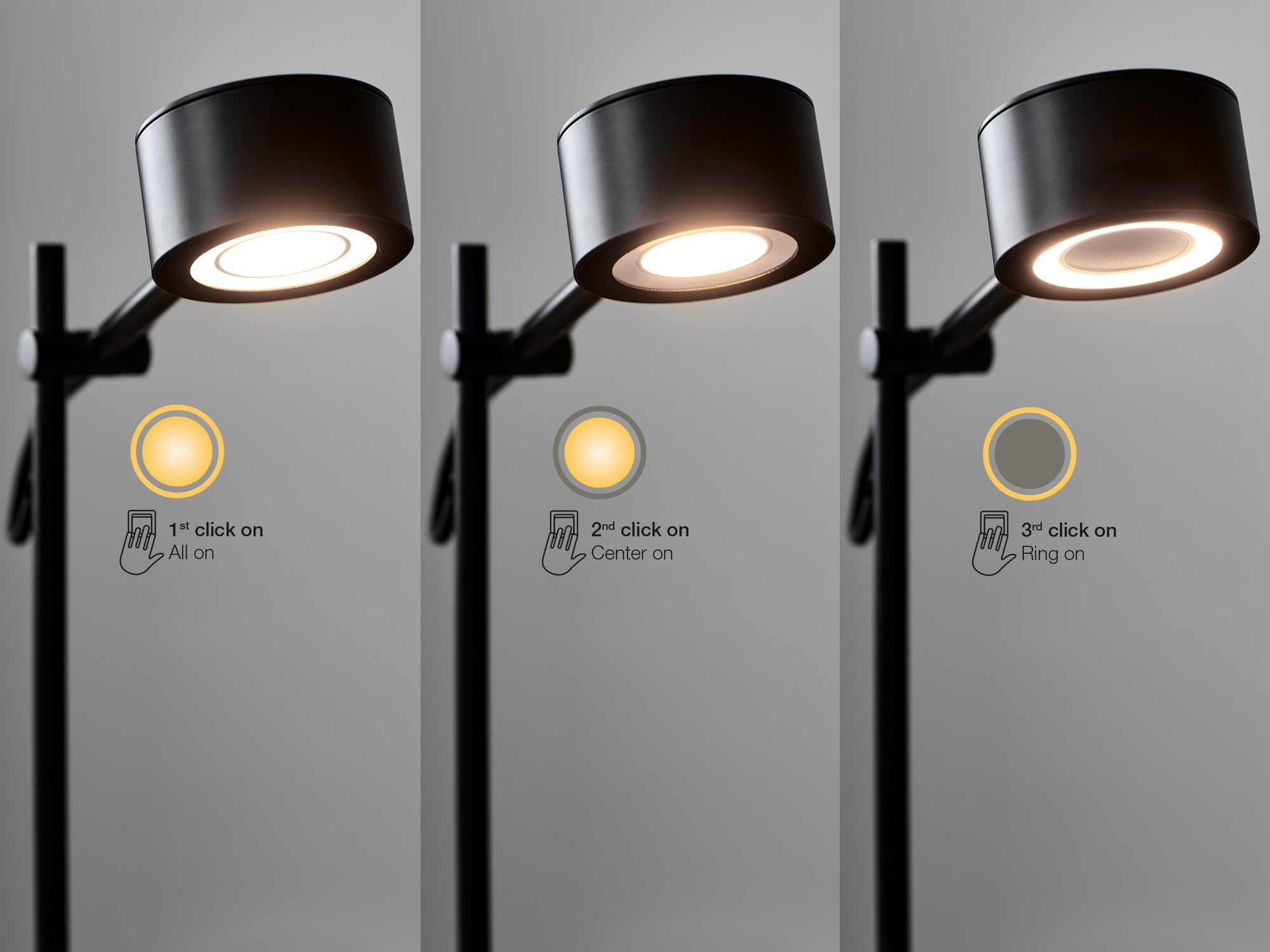 Lampe à poser Clyde base en métal noir avec abat-jour en rotule réglable au design scandinave par Nordlux