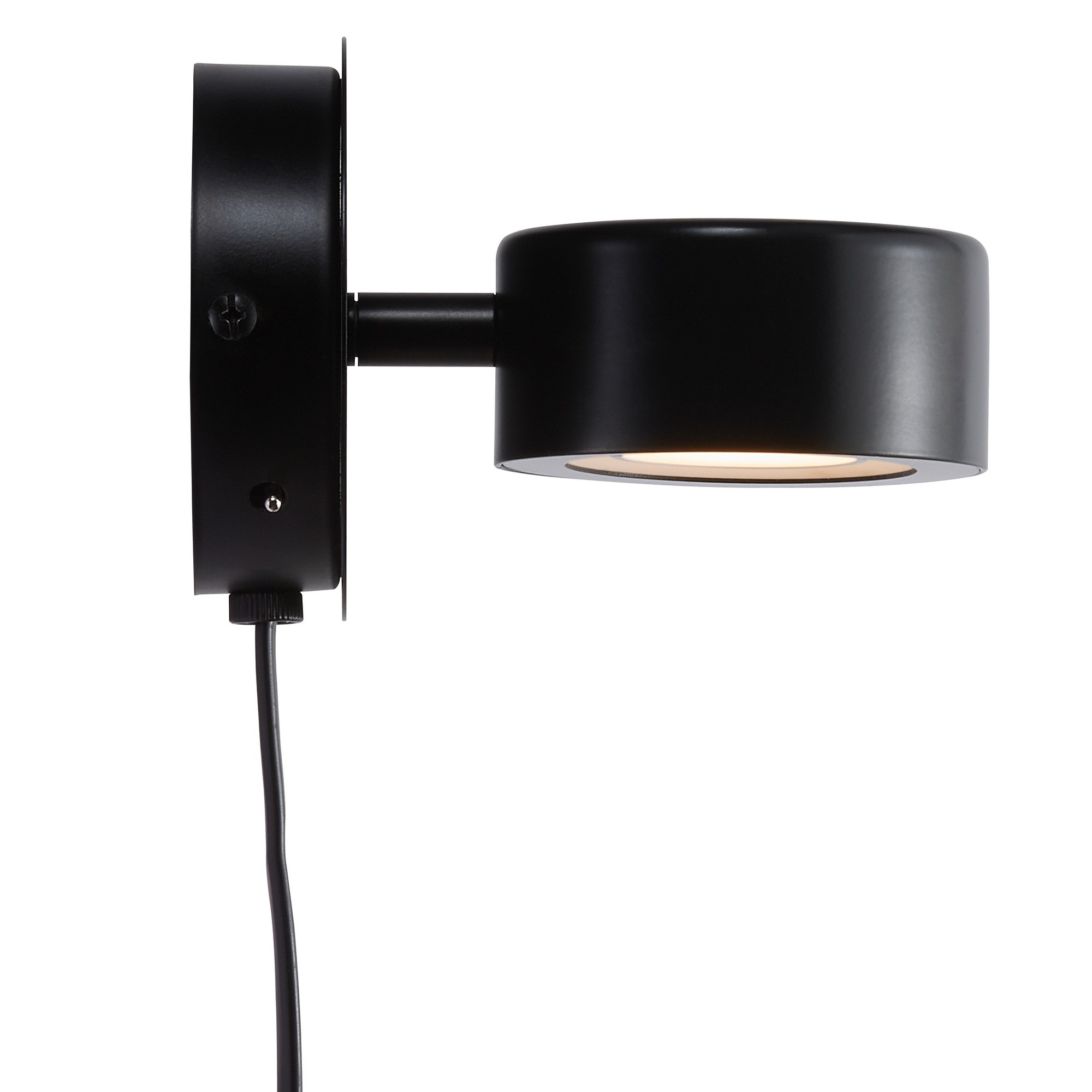 Applique murale Clyde base en métal noir avec abat-jour en rotule réglable au design scandinave par Nordlux